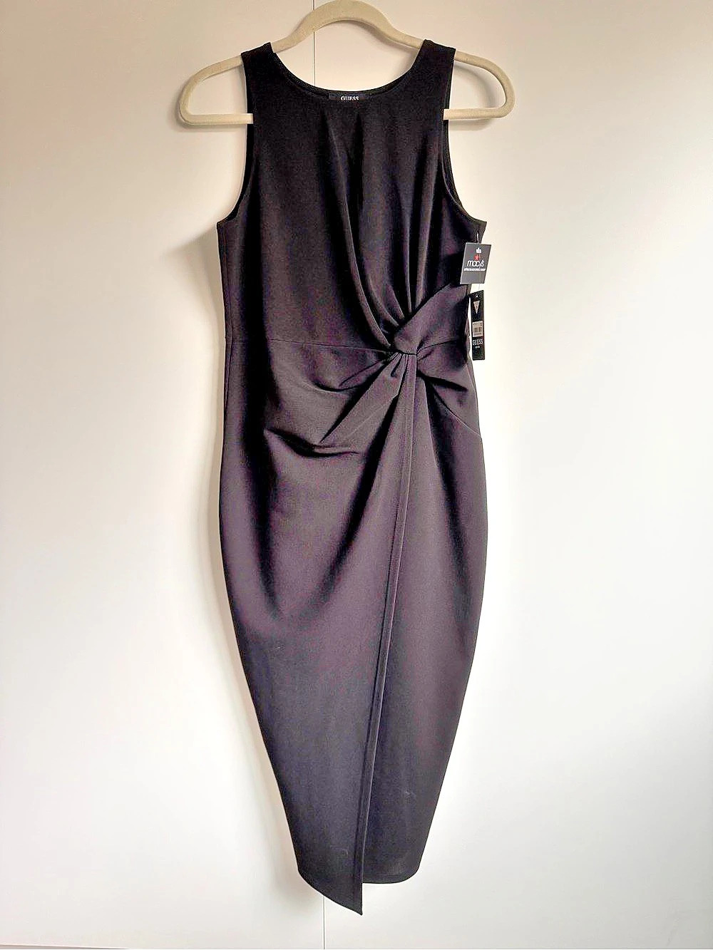 GUESS Ruched Maxi Dress in Black Small NWT